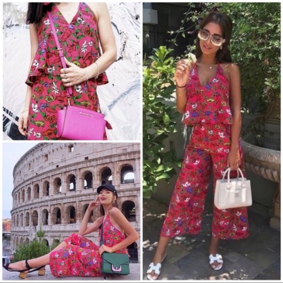 NWT Zara XS Red Floral Strappy Flounce Romper - Picture 2 of 5